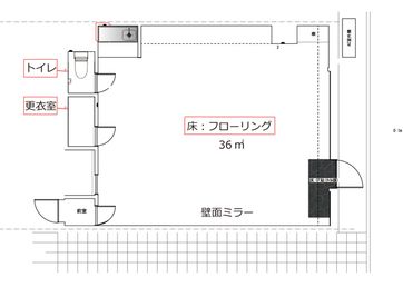 スタジオ　アーマーズグリーンドア ダンススタジオ・多目的スペースの室内の写真