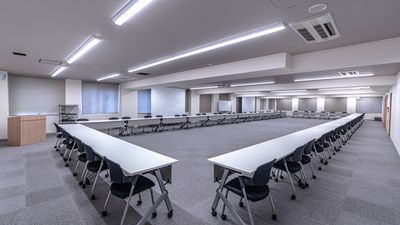 全社会議に★ロの字　60名（2名がけ） - 銀座ユニーク貸会議室7丁目店 N201の室内の写真