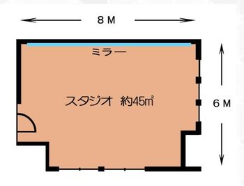間取り - ドリーミー京都ビル4Fスタジオ ダンススタジオ(ジャンプなど振動の生じるダンスは不可)の室内の写真