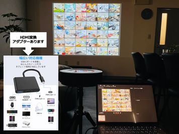 パソコン画面をプロジェクターへ投影可能です！
※パソコンの機種によっては接続できない場合もありますので事前にご確認ください。 - 〈SMILE工房 グランスター梅田〉 グランスター梅田の室内の写真