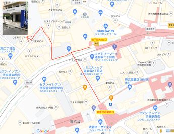 駅からの道順 - TEAM MEETING I SHIBUYA 貸し会議室、レンタルスペース、6名利用可の入口の写真