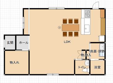 図面（バリアフリー！靴を脱いで上がっていただくスタイルです。） - 【浦安市】　貸し切り／平屋戸建・駐車場２台使用可能 浦安東野　戸建一棟貸切　ひとときの家の室内の写真