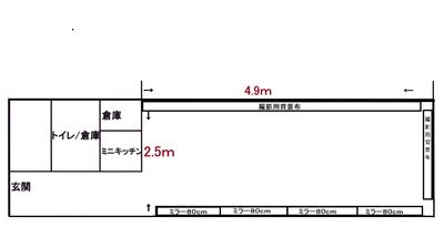 ワンルーム（2.5m×4.9m）は1～2名のご利用に最適です。 - レンタルスタジオ Ten(テン) - B Bright新宿303の室内の写真