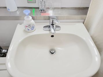 【洗面台】めちゃ熱い温水出ますのでお気をつけください - レンタルサロン：グリーンデイズ ８階Ｂの部屋の設備の写真