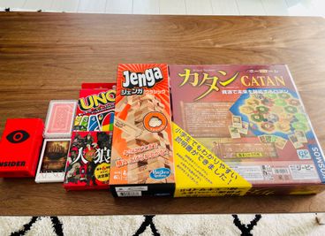 ・カタン
・ジェンガ
・人狼ゲーム
・UNO
・トランプ
・ゼノ
・インサイダーゲーム - お気軽スペースSABO　アーバンライフ山之口1号店の室内の写真