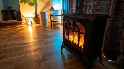 暖炉型ファンヒーターはお着替え等に♪ヒーターなしで間接照明としても使用可能。 - 【レンタルサロンwill】 レンタルサロンwillの設備の写真