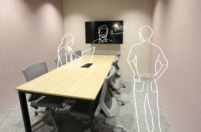オンラインモニターを使った打合せに最適 - シェアオフィス　HATA-LARK 貸し会議室（Meeting Room C)の室内の写真