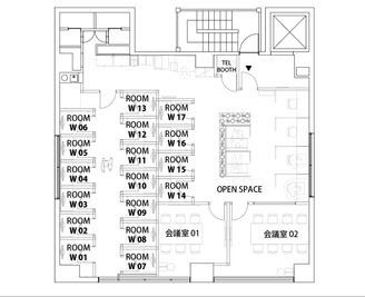 H¹T九段下（サテライト型シェアオフィス） ROOM W 17の室内の写真