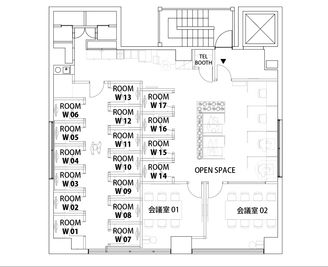 H¹T九段下（サテライト型シェアオフィス） OPEN SPACEの室内の写真