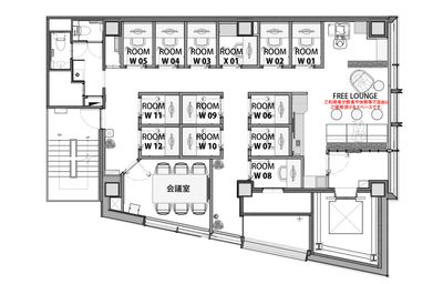 H¹T新橋銀座口（サテライト型シェアオフィス） ROOM W 12の室内の写真