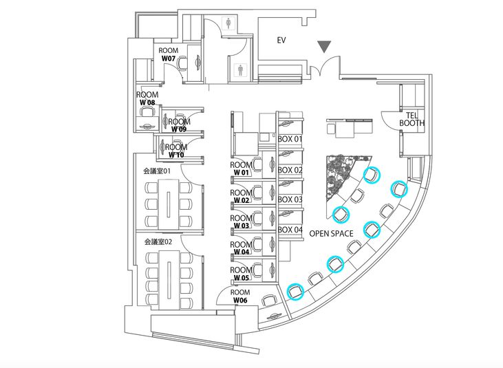 ROOM W 01 - H¹T六本木（サテライト型シェアオフィス）