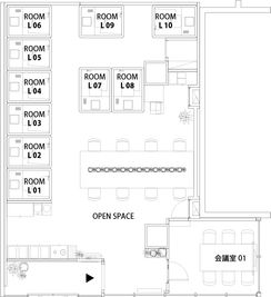 H¹Tさいたま新都心（サテライト型シェアオフィス） 会議室01(6名)の室内の写真