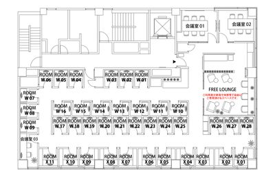 H¹T西船橋（サテライト型シェアオフィス） ROOM W 03の室内の写真