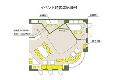 イベント用のレイアウト例です！
 - Colony#15高田馬場 イベントスペースの室内の写真