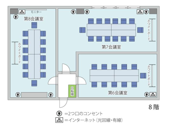 新横浜ホール【加瀬の貸し会議室】 【１月16日営業終了】第8会議室の室内の写真