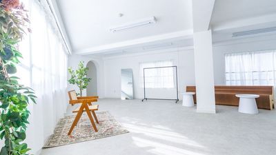 都内の白ホリ自然光 撮影スタジオ 白壁×アーチ×植物×ブランコ｜感情を引き出す光のスタジオの室内の写真