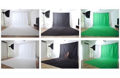背景布とスタンド。白黒緑の３色で3m×6m
オプションより申し込みください。（写真は１Fスタジオです） - HOUSE124 HOUSE124  2Fスタジオ＋1Fダイニング(撮影利用のみ)の設備の写真