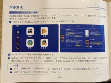 プロジェクター取扱説明書 - レンタルスペース・貸し会議室「としょかんのうら二子玉川」 玉川花みず木通のレンタルスペース🍃「としょかんのうら二子玉川」の設備の写真