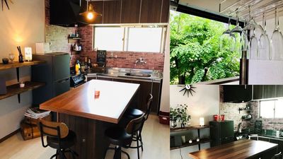 キッチンには冷蔵庫やカウンターがあります。 - レンタルサロン「Lifemade SunMoon」 完全貸切3LDKレンタルサロンLifemade SunMoonの室内の写真