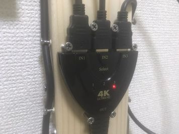 １＝テレビチューナ(無料)
２＝DVD/Blue-Rayプレーヤ(有料)
３＝HDMI入力＝PC、ゲーム機等(有料) - 【遊び基地＆会議スペース】DECO新宿3丁目 人数別🌈24h利用可(2名まで)⭕️繁華街ど真ん中❣設備充実！の室内の写真