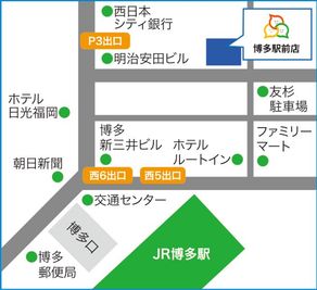 博多駅からの地図になります - みんなの貸会議室　博多駅前店 博多駅前304会議室【定員53名】の室内の写真