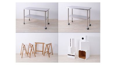 作業台（120✕60✕80cm）、作業台（120✕45✕80cm）、セットホース、箱馬、サイコロ - スタジオスピア 充実の撮影機材&キッチン！神楽坂・江戸川橋 キッチンスタジオの設備の写真
