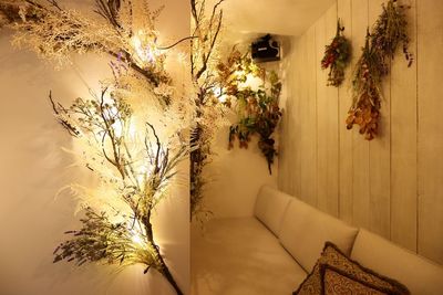 チルラグ中目黒 秘境がテーマの花に囲まれるラグジュアリーシーシャラウンジの室内の写真