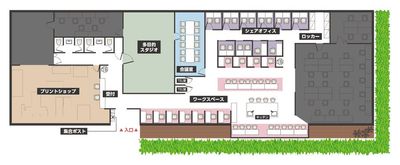 館内案内図 - いいオフィス燕三条 by イチコン 12名会議室 ロールスクリーン付 【駐車場完備】の室内の写真