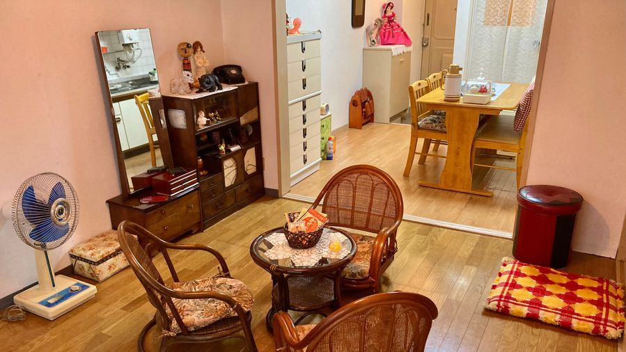 ラタン 籐 ハンガーラック ミラー付きラック 折り畳み式 昭和レトロ 藤