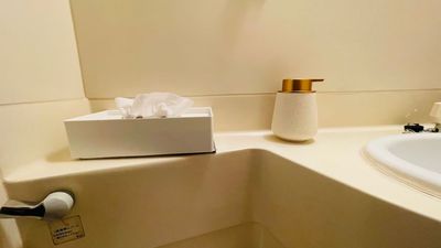 トイレには、水に流せるティッシュが備え付けられています。 - レンタルサロン AndSTAR -Luna- 赤坂店の設備の写真