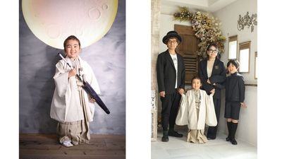 七五三やご家族写真でのご利用も多いです - studio owl アールデコお茶の水店｜撮影スタジオ お月さまと超大型ドライフラワー造形で撮影できるフォトスタジオの室内の写真