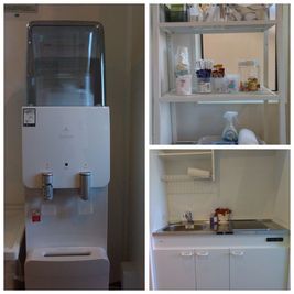 ３階ウォーターサーバー＆備品棚☕
コーヒー、紅茶、飴などのお菓子がございます。ご自由にお召し上がりください。 - いいオフィスファーストスペース 4階　ドアなし　半個室　(G)の室内の写真