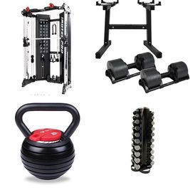 ・マルチラック（irotec製）
・可変式ダンベル（32kgに可変式）
・可変式ケトルベル（3.6~18kgに可変式）
・1~10kg ダンベル - WHITEGYM横浜2号店 WHITEGYM横浜2号店/レンタルジムの室内の写真