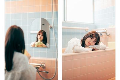 レトロなバスルームを利用した撮影も可能です。 - ピクテスタジオ（PICTE STUDIO）浅草橋店 【浅草橋駅から徒歩１分】自然光と植物が映えるレンタル撮影スタジオの室内の写真