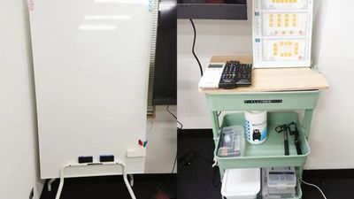 ホワイトボード用のペンはもちろん、モニターの接続ケーブル、延長コードなどもご用意しています。 - ブルースペース西新宿403 貸し会議室・研修・塾・セミナーの設備の写真