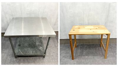 ステンレステーブル W91 L85

木製テーブル W80 L70
 - PIPORO - space -の設備の写真