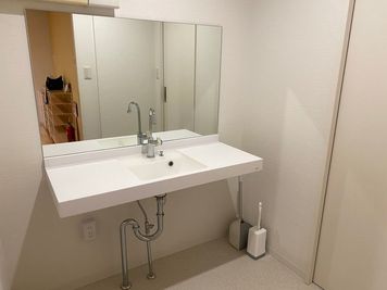 入口を入って右側に洗面（１つ）、洗面台を挟んでトイレが2か所あります - レンタルスタジオPiatto獨協大学前駅前店の設備の写真
