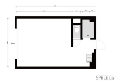 SPACE07 総床面積30㎡ ｜ 天井高2.665m ｜ 2F
トイレ、シンク、冷蔵庫、フィッティング（倉庫）あり ｜ 白壁、モルタル床 - HALO HALO (ハロ)　SPACE07の室内の写真