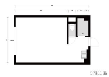 SPACE06 総床面積30㎡ ｜ 天井高2.665m ｜ 2F
トイレ、シンク、冷蔵庫、フィッティング（倉庫）あり ｜ 白壁、モルタル床 - HALO HALO (ハロ)　SPACE06の室内の写真