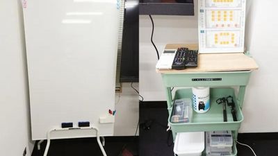 ホワイトボード用のペンはもちろん、モニターの接続ケーブル、延長コードなどもご用意しています。 - ブルースペース西新宿403 レンタルスペース・ネイルサロン・カラー診断等の設備の写真