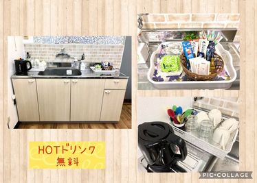 ◉パーティーには必須の台所
水もご自由にお使い下さい
◉浄水器あり
☕HOTドリンク無料 - レンタルスペース【RoomAoyama】 🎵RoomAoyama 　楽器演奏OKのレンタルスペースの室内の写真