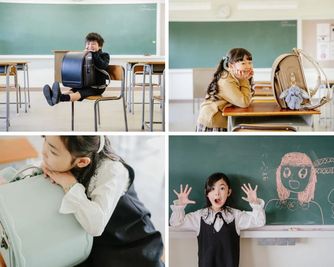 教室でのランドセル撮影会の様子
photo by 出田憲司（@kenji_ideta_photography） - 野田小学校の室内の写真