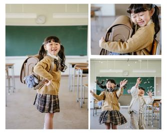 教室でのランドセル撮影会の様子
photo by 出田憲司（@kenji_ideta_photography） - 野田小学校の室内の写真