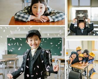 教室でのランドセル撮影会の様子
photo by 出田憲司（@kenji_ideta_photography） - 野田小学校の室内の写真