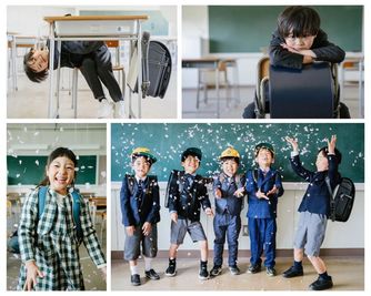 教室でのランドセル撮影会の様子
photo by 出田憲司（@kenji_ideta_photography） - 野田小学校の室内の写真