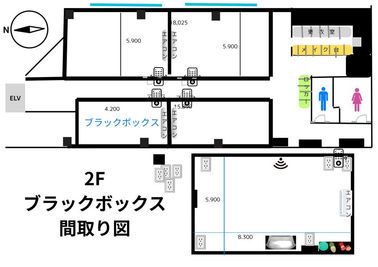 函館フリースタジオ＆フリースペース「はこプレイス」 はこプレイス2F【ブラックボックス】の室内の写真