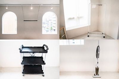 吊り下げハンガーラック、移動式ハンガーラック、ツールワゴン、掃除機 - 撮影スタジオ cocoruの室内の写真