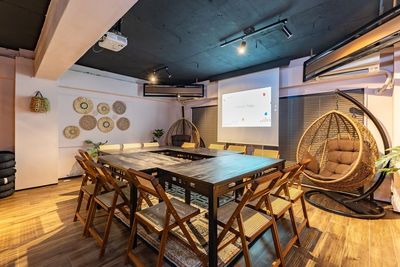 ４つのテーブルを組み合わせ、ワークショップや習い事にもお使いいただけます✨ - シェアスペースYURIKAGO日本橋の室内の写真