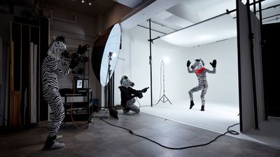 ７灯のストロボをご用意。オクタバンクやアンブレラ、カポックやアベンジャースタンド、ブロワーなど、全て無料で使えます！スタジオは全暗にできます。 - 天高３m！新宿エリア「スタジオゼブラ」白ホリゾントの撮影スタジオ 撮影スタジオの設備の写真