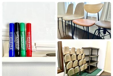 ホワイトボードマーカーは使用頻度により書けない場合があります。
予備をご持参ください
 - レンタルスペース【ハープRoom】 🍀ハープcafeスタイル岡大裏【102】の室内の写真